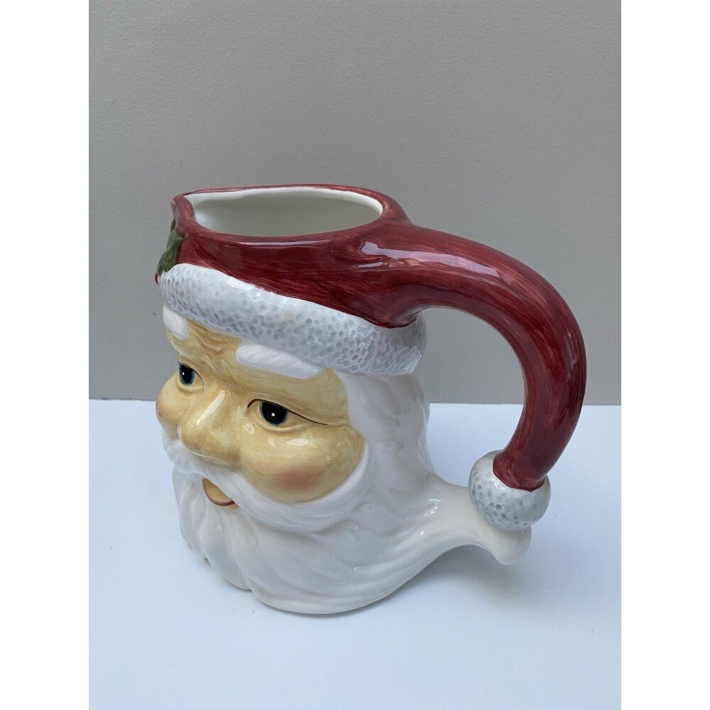 Vintage Santa Head Ceramic Pitcher Christmas Holiday Cheer 1997 Captain Michael - Picture 5 of 7